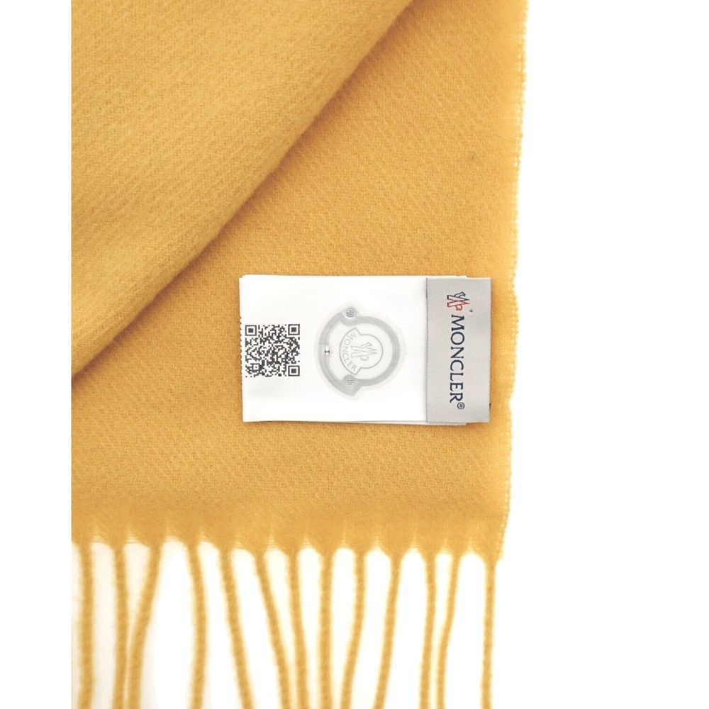 Moncler Logo Scarf 100% Wool Yellow New - Picture 4 of 4